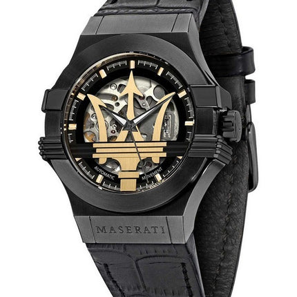 Orologio da uomo automatico Maserati Potenza con quadrante scheletrato R8821108027 100M
