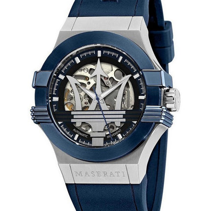 Orologio da uomo automatico Maserati Potenza con quadrante scheletrato R8821108028 100M