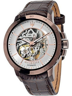 Orologio da uomo automatico Maserati Ingegno con quadrante scheletrato R8821119003 100M