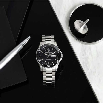 Orologio da uomo Maserati Competizione in acciaio inossidabile quadrante nero automatico R8823100002 100M