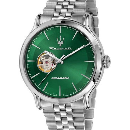 Orologio da uomo Maserati Epoca in acciaio inossidabile a cuore aperto con quadrante verde automatico R8823118010 100M