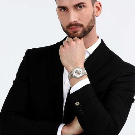 Orologio da uomo Maserati Epoca bicolore in acciaio inossidabile argento con quadrante scheletrato automatico R8823118011 100M