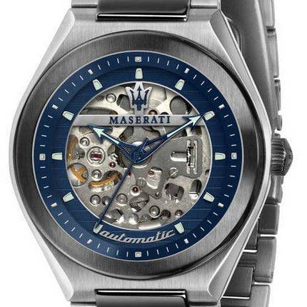 Maserati Triconic Skeleton quadrante blu in acciaio inossidabile al quarzo R8823139001 Orologio da uomo 100M