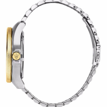 Orologio da uomo Maserati Sfida bicolore in acciaio inossidabile scheletrato quadrante nero Sunray automatico R8823140010 100M