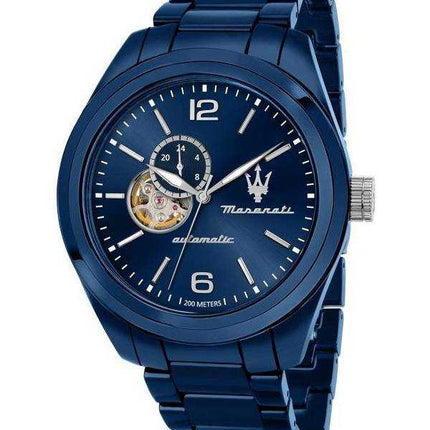 Orologio da uomo Maserati Traguardo in ceramica a cuore aperto con quadrante blu automatico Diver R8823150002 200M