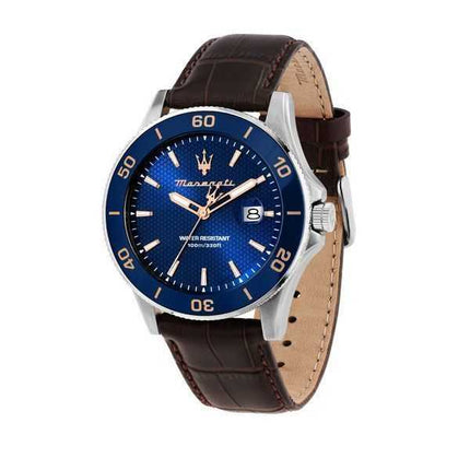 Orologio da uomo Maserati Competizione cinturino in pelle quadrante blu al quarzo R8851100004 100M