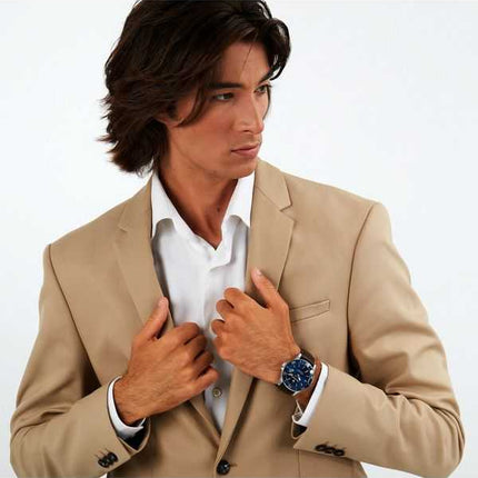 Orologio da uomo Maserati Competizione cinturino in pelle quadrante blu al quarzo R8851100004 100M