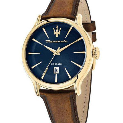 Orologio da uomo Maserati Epoca Blue Sunray Dial Leather Quartz R8851118014 100M