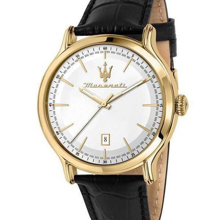 Orologio da uomo Maserati Epoca cinturino in pelle quadrante argento quarzo R8851118015 100M