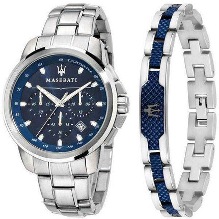 Maserati Successo Cronografo Acciaio inossidabile Quadrante blu Quarzo R8851121016 Orologio da uomo Set regalo
