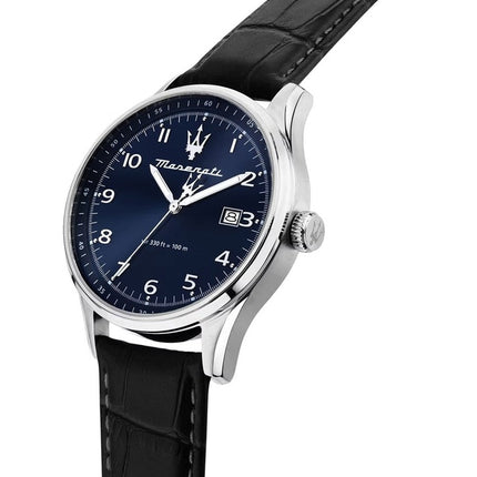 Maserati Classic Sorpasso Cinturino in pelle Quadrante blu Sunray Quarzo R8851124003 Orologio da uomo 100M