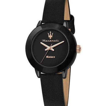 Orologio Maserati Successo Solar Black Dial Leather Quartz R8851145501 Orologio da donna