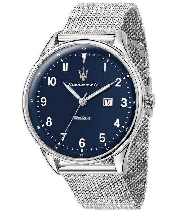Orologio da uomo Maserati Tradizione in maglia di acciaio inossidabile con quadrante blu solare R8851146002 100M