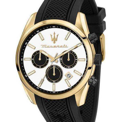 Orologio da uomo Maserati Attrazione cronografo cinturino in silicone quadrante bianco quarzo R8851151001
