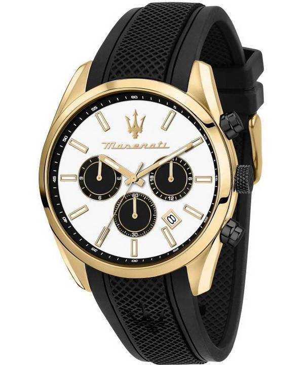 Orologio da uomo Maserati Attrazione cronografo cinturino in silicone quadrante bianco quarzo R8851151001
