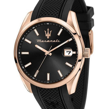 Orologio da uomo Maserati Attrazione cinturino in silicone quadrante nero quarzo R8851151002