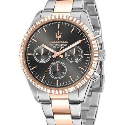 Orologio da uomo Maserati Competizione bicolore in acciaio inossidabile nero quadrante multifunzione al quarzo R8853100020 100M
