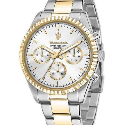 Orologio da uomo Maserati Competizione bicolore in acciaio inossidabile argento quadrante multifunzione al quarzo R8853100021 10