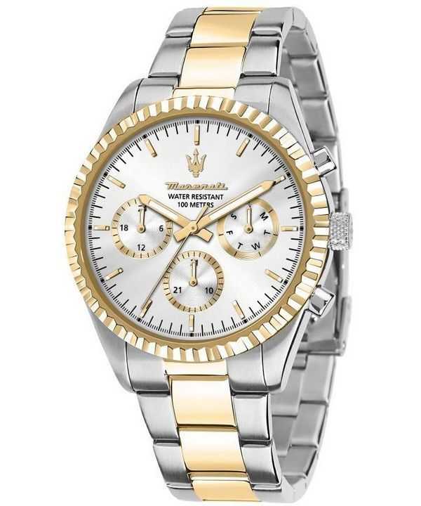Orologio da uomo Maserati Competizione bicolore in acciaio inossidabile argento quadrante multifunzione al quarzo R8853100021 10