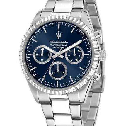 Orologio da uomo Maserati Competizione in acciaio inossidabile quadrante multifunzione blu al quarzo R8853100022 100M