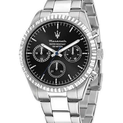Orologio da uomo Maserati Competizione in acciaio inossidabile quadrante multifunzione nero al quarzo R8853100023 100M