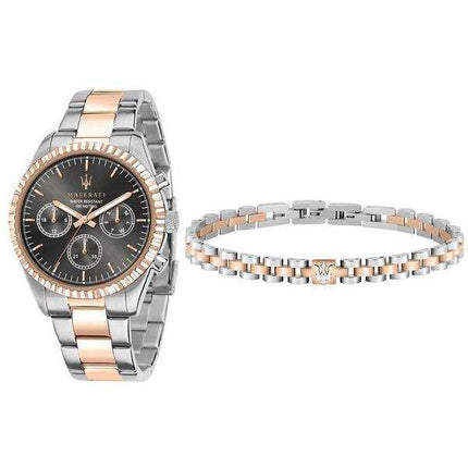 Maserati Competizione Quadrante Nero Quarzo R8853100031 100M Orologio Uomo Con Bracciale Set
