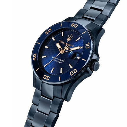 Orologio da uomo Maserati Competizione in acciaio inossidabile con quadrante blu Sunray al quarzo R8853100037 100M