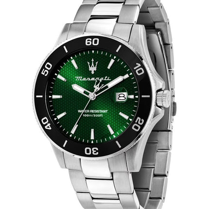Orologio da uomo Maserati Competizione in acciaio inossidabile con quadrante verde sunray al quarzo R8853100038 100M