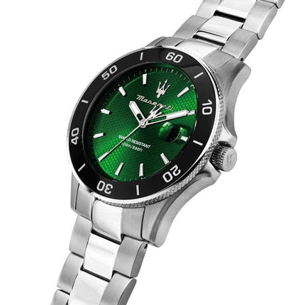 Orologio da uomo Maserati Competizione in acciaio inossidabile con quadrante verde sunray al quarzo R8853100038 100M