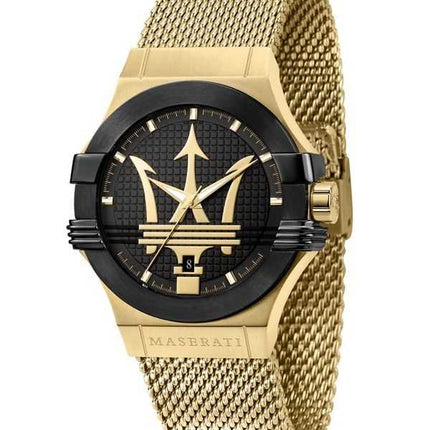 Orologio da uomo Maserati Potenza tono oro acciaio inossidabile quadrante nero quarzo R8853108006 100M