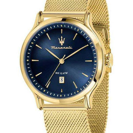 Orologio da uomo Maserati Epoca tono oro in maglia di acciaio inossidabile con quadrante blu al quarzo R8853118020 100M