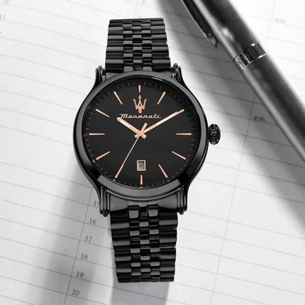 Orologio da uomo Maserati Epoca in edizione limitata in acciaio inossidabile quadrante nero al quarzo R8853118022 100M