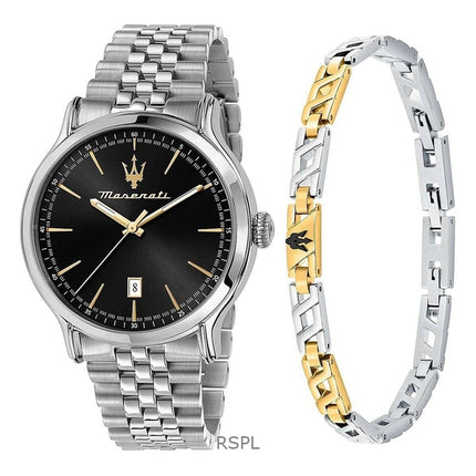 Maserati Epoca in acciaio inossidabile quadrante nero sunray al quarzo R8853118029 100M orologio da uomo con bracciale extra