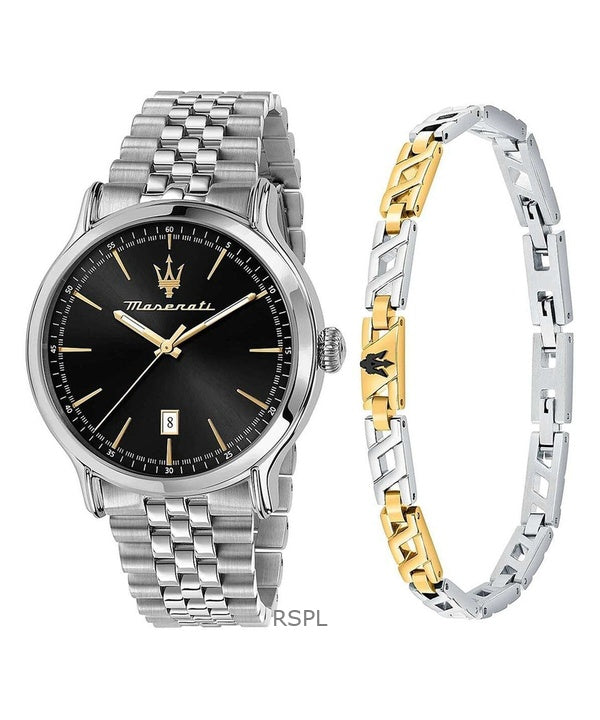 Maserati Epoca in acciaio inossidabile quadrante nero sunray al quarzo R8853118029 100M orologio da uomo con bracciale extra