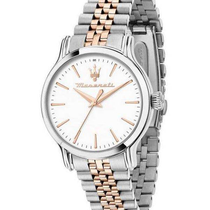 Orologio da donna Maserati Epoca Two Tone in acciaio inossidabile con quadrante bianco al quarzo R8853118520 100M