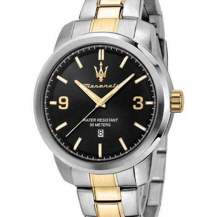 Orologio da uomo Maserati Successo bicolore in acciaio inossidabile con quadrante nero al quarzo R8853121009