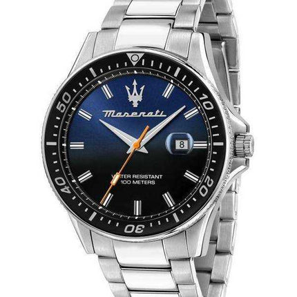 Orologio da uomo Maserati Sfida in acciaio inossidabile con quadrante nero e blu al quarzo R8853140001 100M