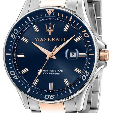 Maserati Sfida Blue Dial Two Tone Stainless Steel Quartz R8853140003 Orologio da uomo 100M