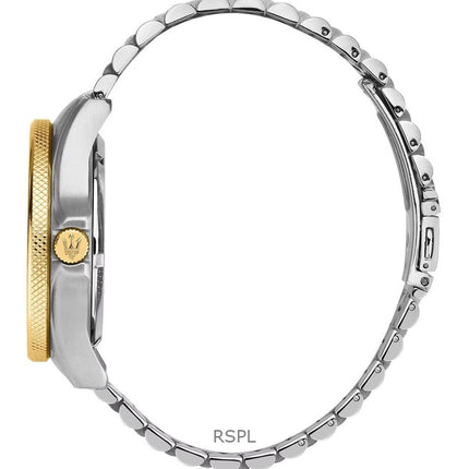 Orologio da uomo Maserati Sfida Two Tone in acciaio inossidabile con quadrante Sunray nero al quarzo R8853140009 100M