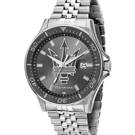 Orologio da uomo Maserati Sfida in acciaio inossidabile grigio con quadrante Sunray al quarzo R8853140010 100M
