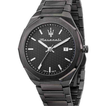 Orologio da uomo Maserati Stile quadrante nero in acciaio inossidabile al quarzo R8853142001 100M