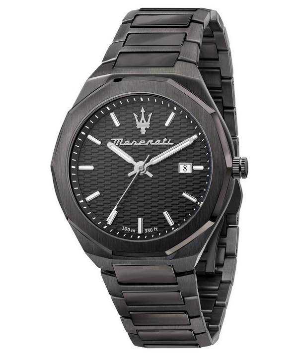 Orologio da uomo Maserati Stile quadrante nero in acciaio inossidabile al quarzo R8853142001 100M