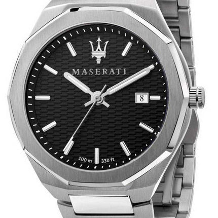 Orologio Maserati Stile quadrante nero in acciaio inossidabile al quarzo R8853142003 100M da uomo