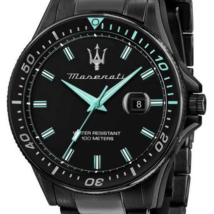 Orologio da uomo Maserati Aqua Edition quadrante nero in acciaio inossidabile al quarzo R8853144001 100M