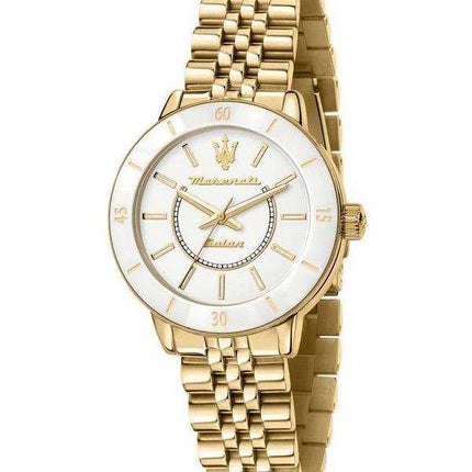 Orologio da donna Maserati Successo in acciaio inossidabile color oro con quadrante bianco solare R8853145502