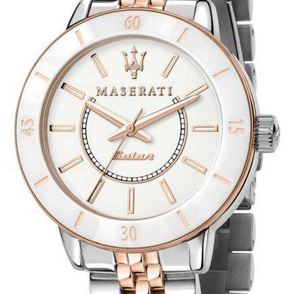 Maserati Successo Orologio da donna con quadrante bianco bicolore in acciaio inossidabile solare R8853145504