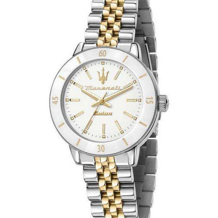 Orologio da donna Maserati Successo bicolore in acciaio inossidabile quadrante bianco solare R8853145514