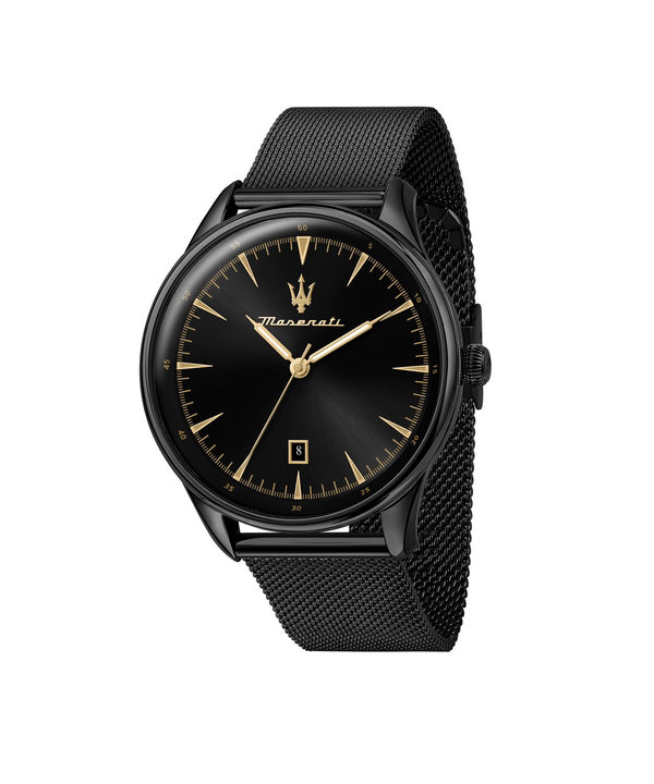 Orologio da uomo Maserati Tradizione quadrante nero Sunray Quartz R8853146001 100M