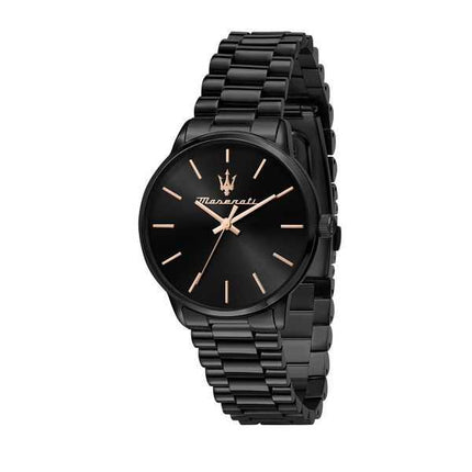 Orologio da donna Maserati Royale in acciaio inossidabile nero con quadrante a raggi di sole al quarzo R8853147505
