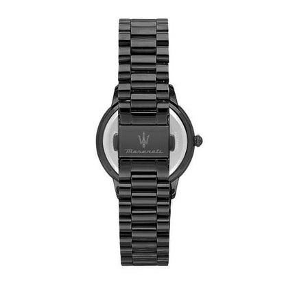 Orologio da donna Maserati Royale in acciaio inossidabile nero con quadrante a raggi di sole al quarzo R8853147505